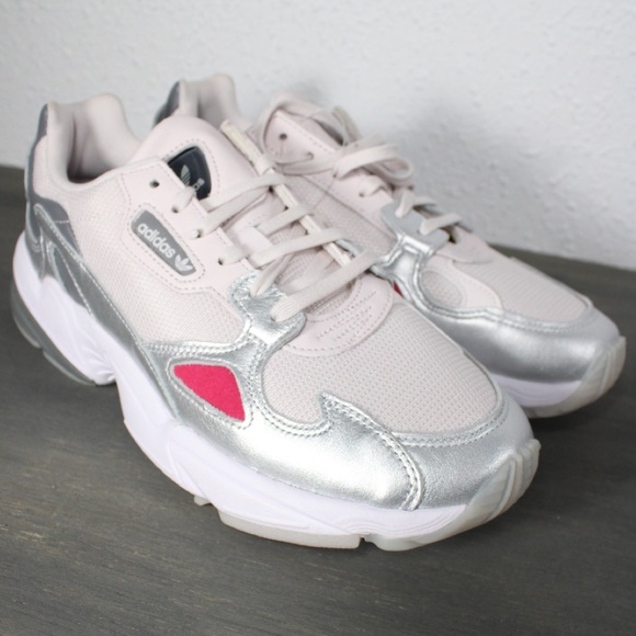 SOLD Adidas Falcon Shoes Light Peach Silver Size 8.5 - Picture 4 of 10